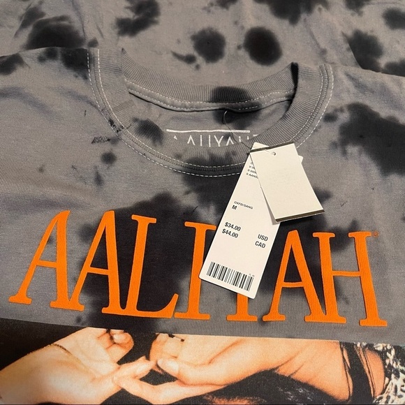 Aaliyah T-Shirt Medium New With Tags Gray Tie Dye - Picture 4 of 9